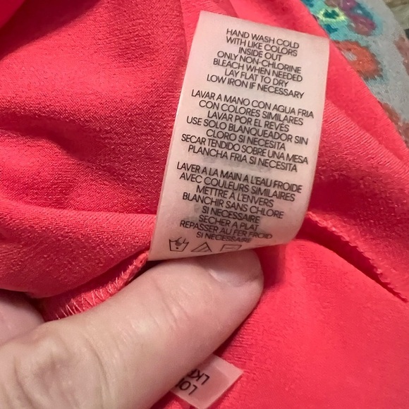 Karl Lagerfeld bright pink ruffle sleeve blouse with back pearl button closure - Picture 9 of 10